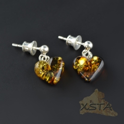  Baltic amber earrings heart shape